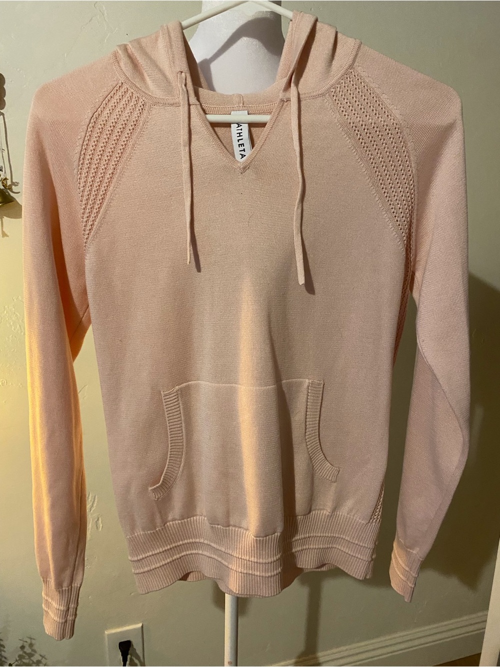 Athleta Pink Knit Hooded Pullover Sweater
